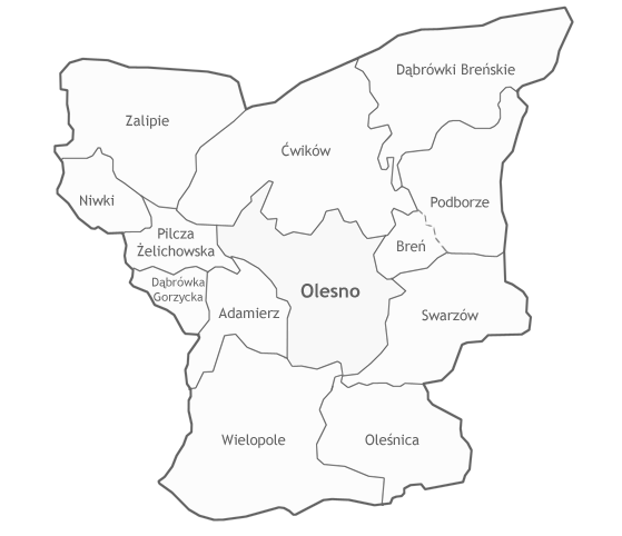 Mapka gminy Olesno